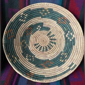 Vintage Native American Hand Woven Basket with Serpent Snake Design